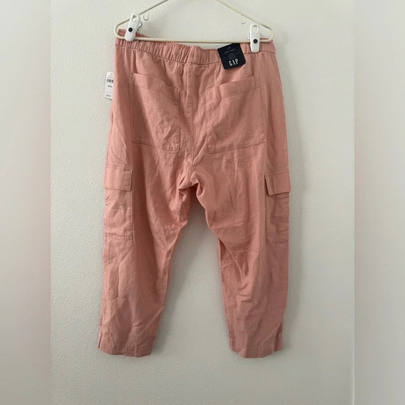 Gap Mid Rise Easy Linen-Blend Ankle Pants Casual Cargo Size Large Petite NWT - Picture 2 of 11